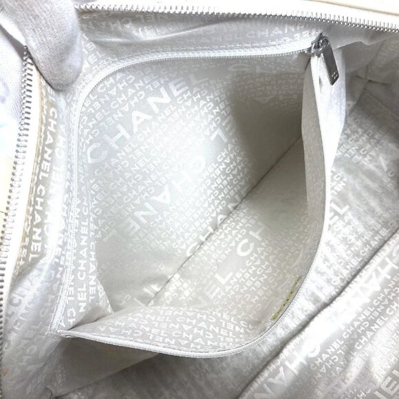 CHANEL CC CC Mark logo Tote Bag Shoulder Bag Hand Bag Leather/Canvas Beige/White - Picture 3 of 16